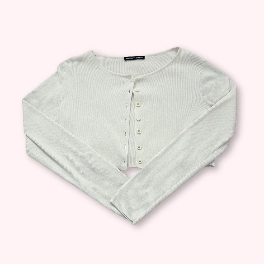 Brandy Melville white long sleeve cropped cardigan